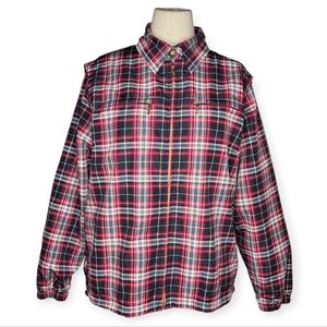 Vintage Catalina Plaid Zip Windbreaker Jacket Navy Red 90s L 12/14 Hong Kong